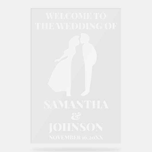 Modern EDITABLE bruiloft welkom Acryl Bord (Voorkant)