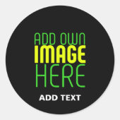 MODERN EDITABLE CUTE BLACK IMAGE TEXT TEMPLATE BAG RONDE STICKER (Voorkant)