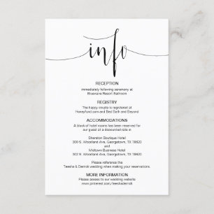 Modern Editable Wedding Details, Black Font Informatiekaartje