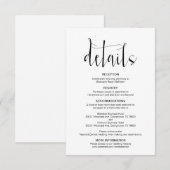 Modern Editable Wedding Details, Black Font Informatiekaartje (Voorkant / Achterkant)