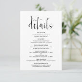 Modern Editable Wedding Details, Black Font Informatiekaartje (Staand voorkant)