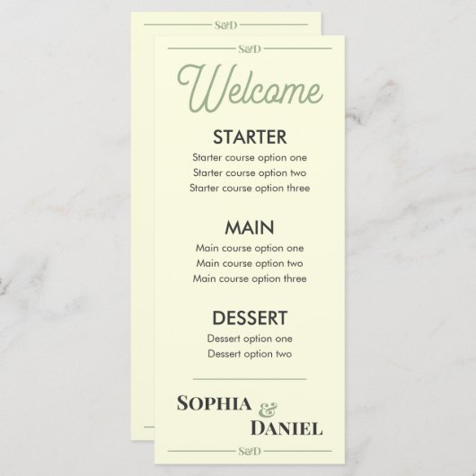 Modern Editable Wedding Menu (Voorkant / Achterkant)