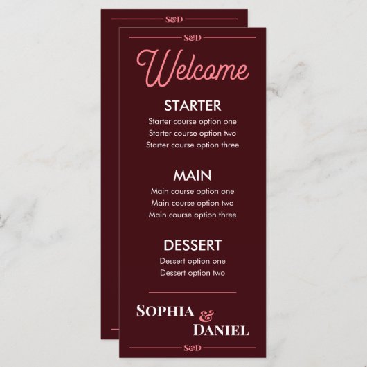 Modern Editable Wedding Menu (Voorkant / Achterkant)