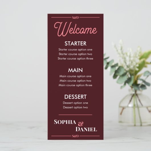 Modern Editable Wedding Menu (Staand voorkant)