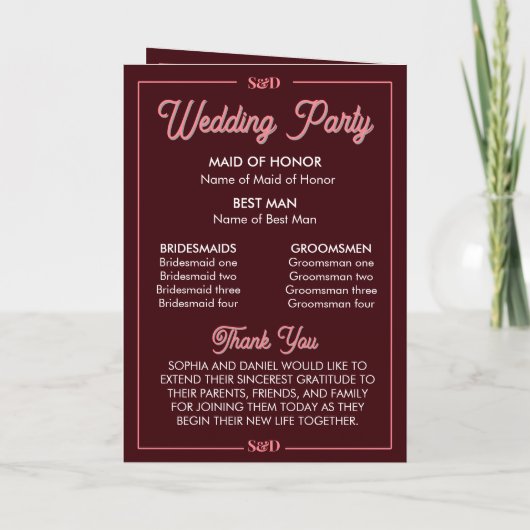 Modern Editable Wedding Order of Ceremony Programma (Achterkant)