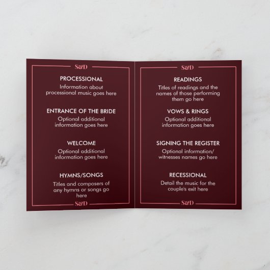 Modern Editable Wedding Order of Ceremony Programma (Binnen)