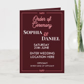Modern Editable Wedding Order of Ceremony Programma (Voorkant)