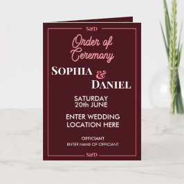 Modern Editable Wedding Order of Ceremony Programma