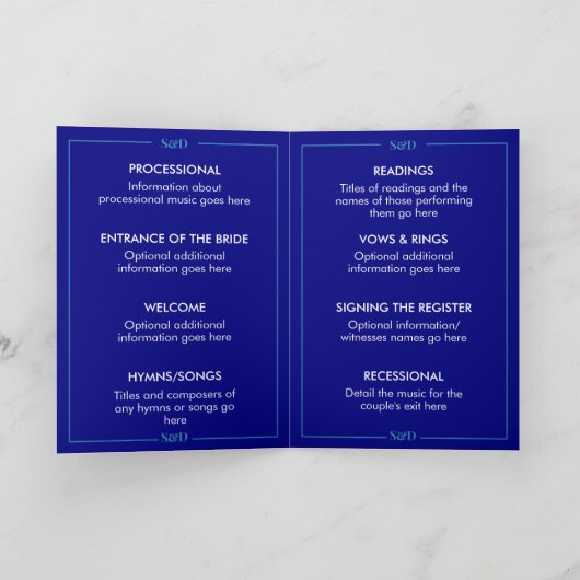 Modern Editable Wedding Order of Ceremony Programma (Binnen)