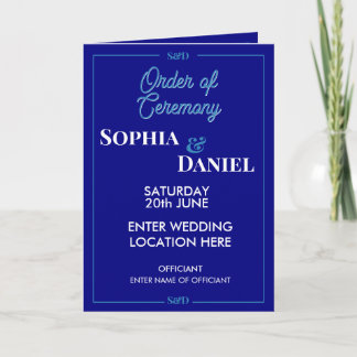 Modern Editable Wedding Order of Ceremony Programma