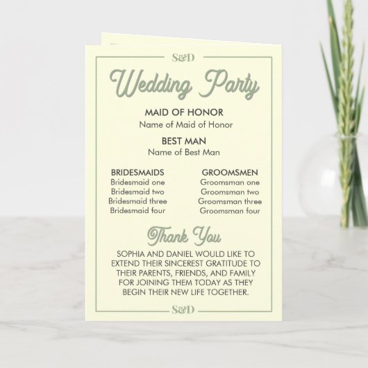 Modern Editable Wedding Order of Ceremony Programma (Achterkant)