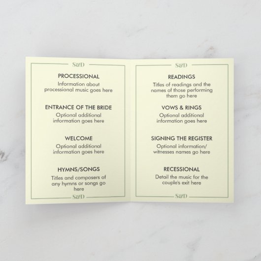 Modern Editable Wedding Order of Ceremony Programma (Binnen)