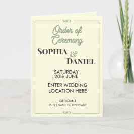 Modern Editable Wedding Order of Ceremony Programma