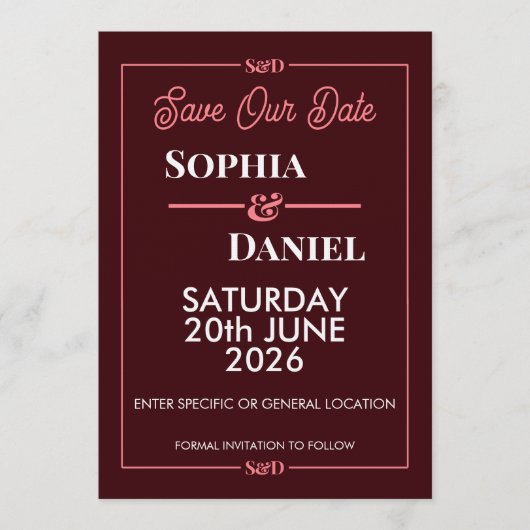 Modern Editable Wedding Save The Date Card Kaart (Voorkant)