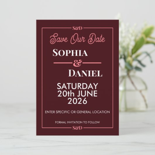 Modern Editable Wedding Save The Date Card Kaart (Staand voorkant)