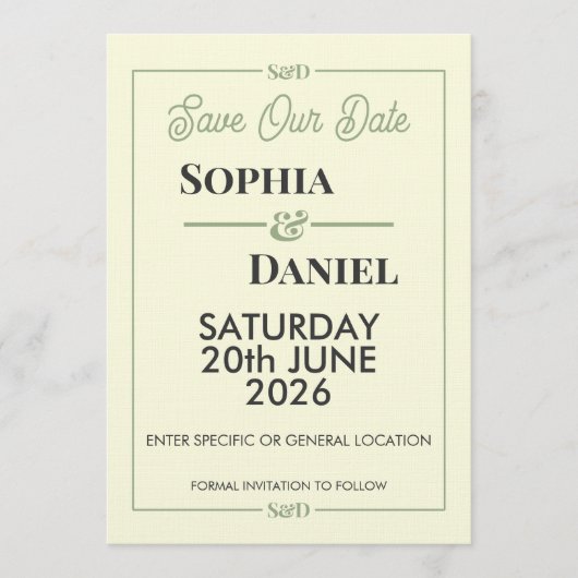 Modern Editable Wedding Save The Date Card Kaart (Voorkant)
