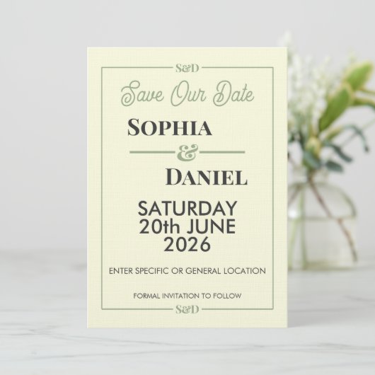 Modern Editable Wedding Save The Date Card Kaart (Staand voorkant)