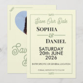 Modern Editable Wedding Save The Date Card Kaart (Voorkant / Achterkant)