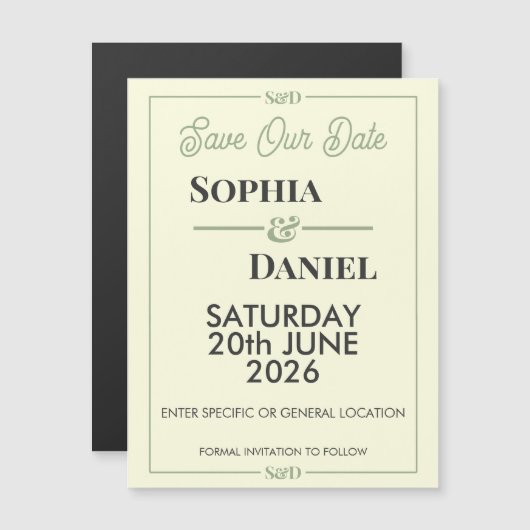 Modern Editable Wedding Save The Date Card Magnetische Uitnodiging (Voorkant / Achterkant)