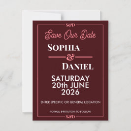 Modern Editable Wedding Save The Date Card Magnetische Uitnodiging