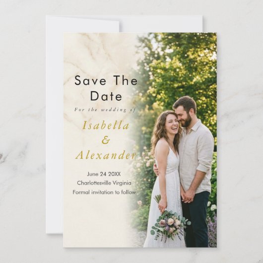 Modern Editorial Photo Save the Date with QR Code (Voorkant)