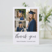 Modern Editorial Script Multi-Photo Graduation Bedankkaart (Staand voorkant)