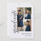 Modern Editorial Script Multi-Photo Graduation  Kaart (Voorkant)