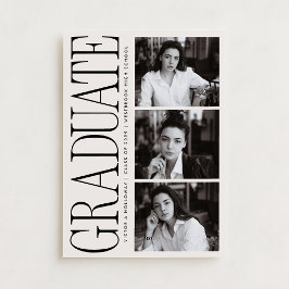 Modern Editorial Typography Graduate Announcement Kaart