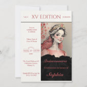 Modern Editorial XV Quinceañera Invitation Kaart (Voorkant)