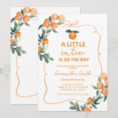 Modern Een beetje schattig baby shower uitnodiging (Voorkant / Achterkant)