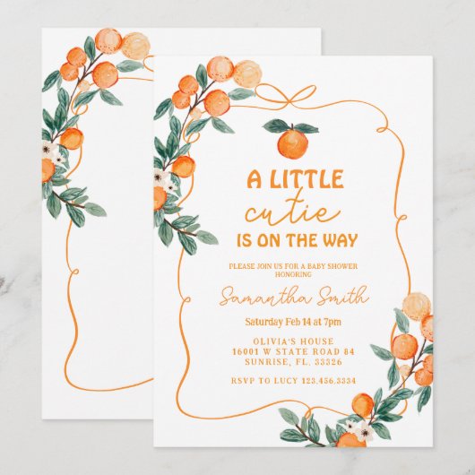 Modern Een beetje schattig baby shower uitnodiging (Voorkant / Achterkant)