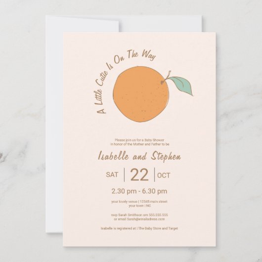 Modern een beetje schattig Tangerine Baby shower Kaart (Voorkant)
