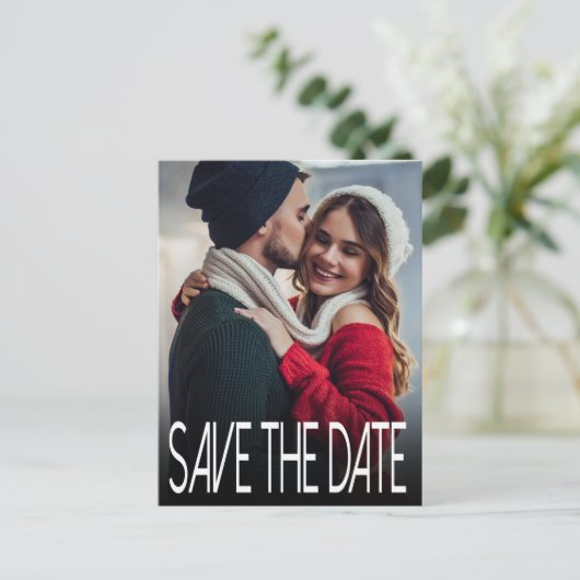 Modern Één Foto bewaart de Datum Verticaal Aankondigingskaart (Staand voorkant)