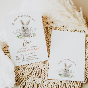 Modern Een of ander konijntje wordt een 1e verjaar Kaart