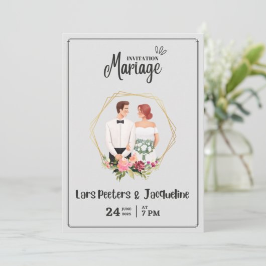 modern eengemaakt huwelijk kaart (Staand voorkant)