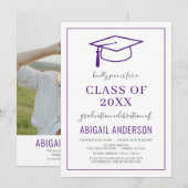 Modern Eenvoudig 2023 Afstudeerfoto Paars Kaart (Voorkant / Achterkant)
