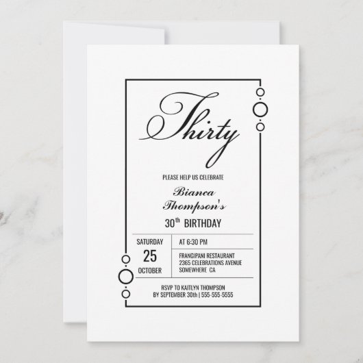 Modern eenvoudig 30e verjaardagsfeest kaart (Voorkant)