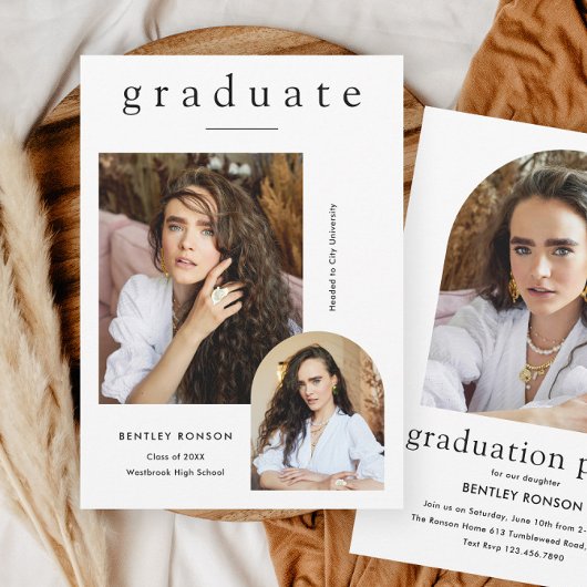 Modern Eenvoudig 3 Foto Afstuderen Kaart