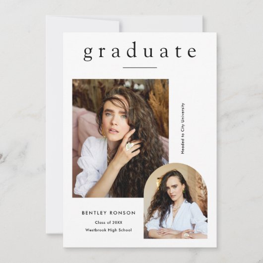 Modern Eenvoudig 3 Foto Afstuderen Kaart (Voorkant)