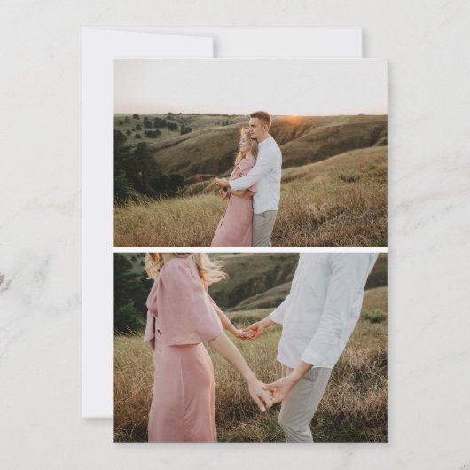 Modern eenvoudig 3 foto Elegant Script Verloving Save The Date (Achterkant)