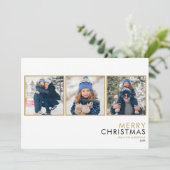 Modern Eenvoudig 3 Fotocollage Familie Kerstmis Feestdagenkaart (Staand voorkant)