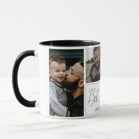 Modern eenvoudig 4 foto beste papa ooit mok (Links)