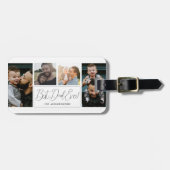 Modern Eenvoudig 4 Fotocollage Vaderdag Bagagelabel (Voorkant horizontaal)