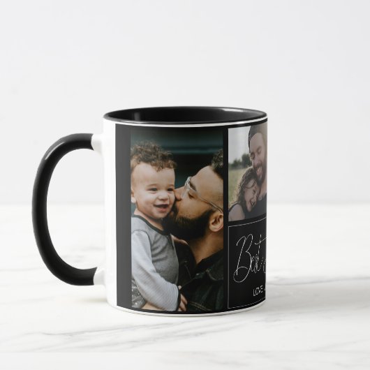 Modern Eenvoudig 4 Fotocollage Vaderdag Mok (Links)