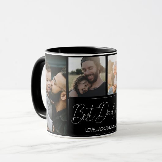 Modern Eenvoudig 4 Fotocollage Vaderdag Mok (Voorkant links)