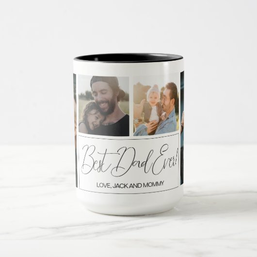 Modern Eenvoudig 4 Fotocollage Vaderdag Mok (Midden)