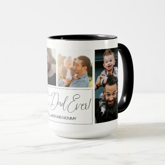Modern Eenvoudig 4 Fotocollage Vaderdag Mok (Voorkant rechts)