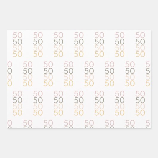 Modern Eenvoudig 50 Verjaardag Verpakkingsdocument Inpakpapier Vel (Voorkant)