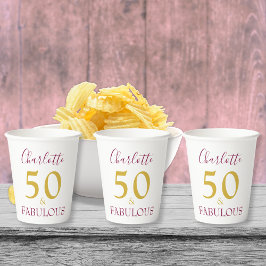 Modern Eenvoudig 50e Verjaardagsfeest Gepersonalis Papieren Bekers