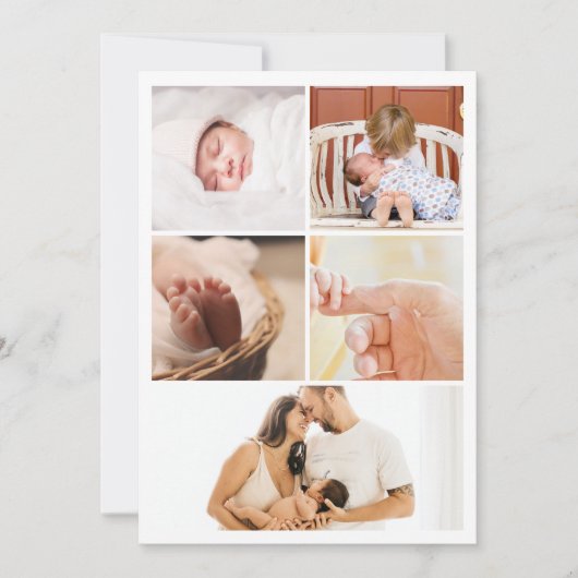 Modern eenvoudig 5 Afbeelding Collage Baby shower Bedankkaart (Voorkant)